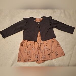 Carter's Pink and Black Bunny Dress Set